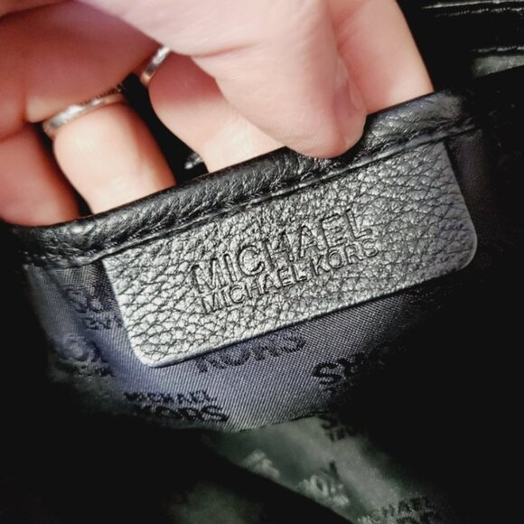 Michael Kors Satchel East West Hamilton Black Pebble Leather Bag Crossbody Strap - Picture 7 of 9